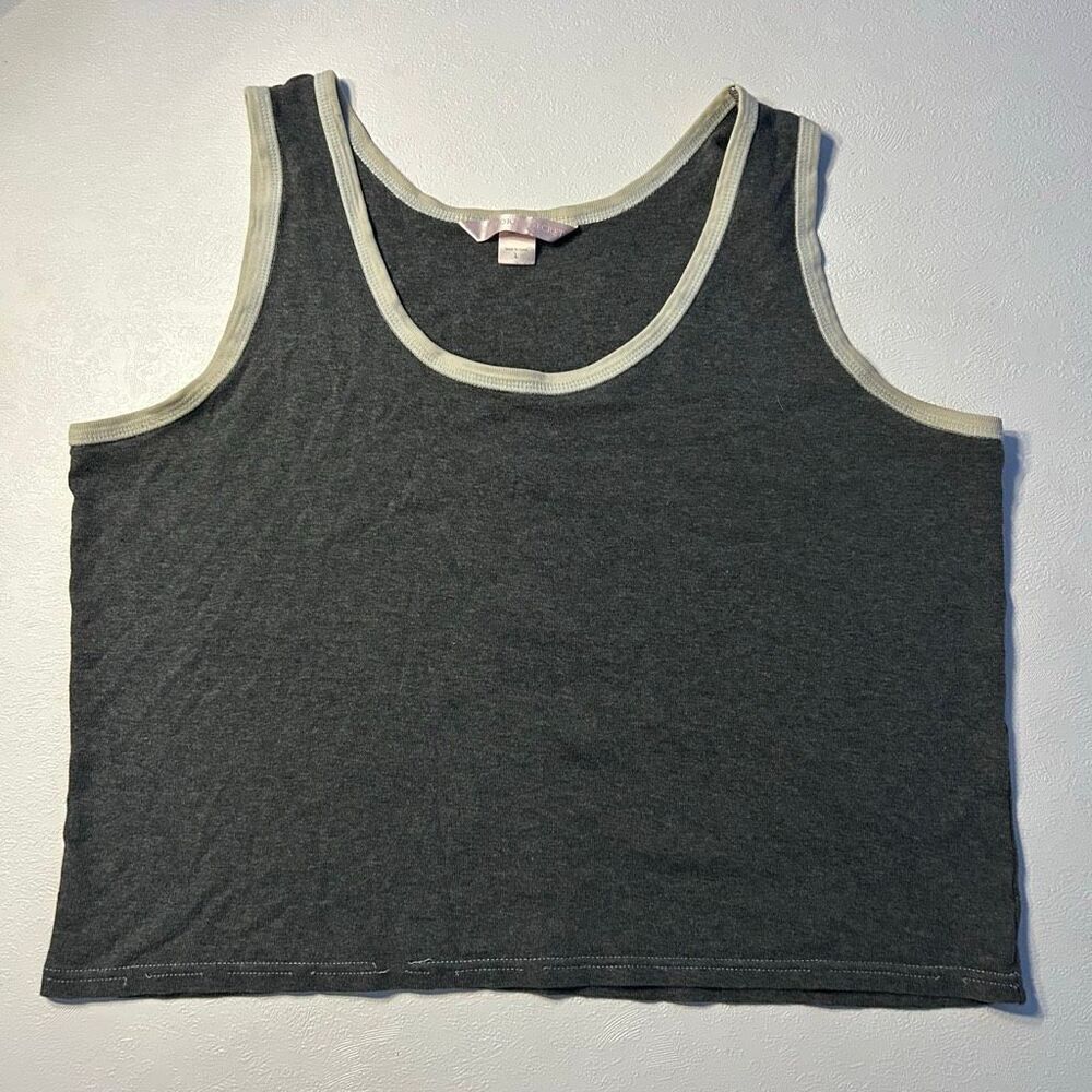 Victoria’s Secret Gray Tank Top Large Contrast Trim Lounge Sleepwear